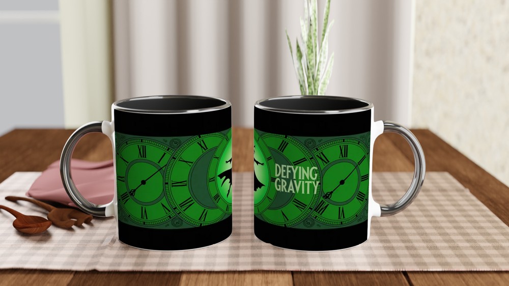 Wicked Defying Gravity Mug | Elphaba Silhouette & Time Dragon Clock | Musical Theatre Gift | West End Present for Her — view 9
