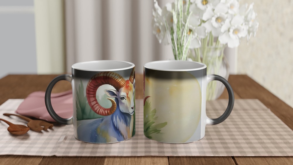 Aries Zodiac Mug | Watercolor Ram Astrology Gift | Celestial Birthday Present for Her and Him — view 3
