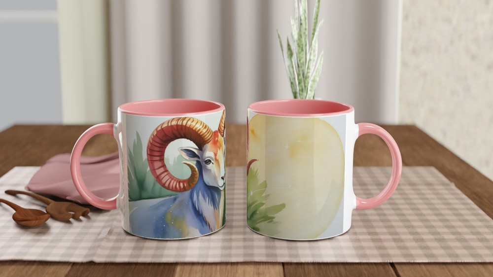 Aries Zodiac Mug | Watercolor Ram Astrology Gift | Celestial Birthday Present for Her and Him — view 6