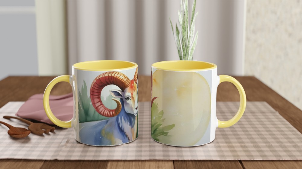 Aries Zodiac Mug | Watercolor Ram Astrology Gift | Celestial Birthday Present for Her and Him — view 8