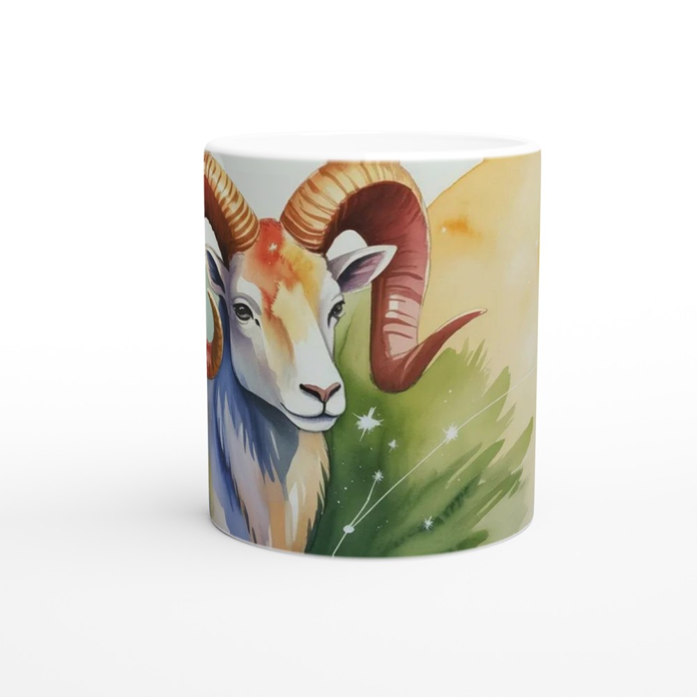 Aries Zodiac Mug | Watercolor Ram Astrology Gift | Celestial Birthday Present for Her and Him — view 11