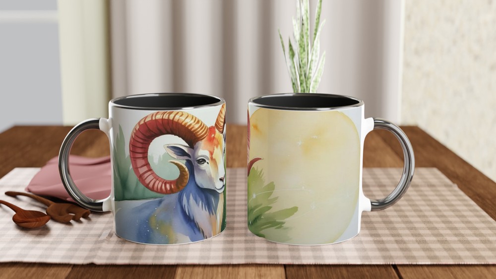 Aries Zodiac Mug | Watercolor Ram Astrology Gift | Celestial Birthday Present for Her and Him — view 9