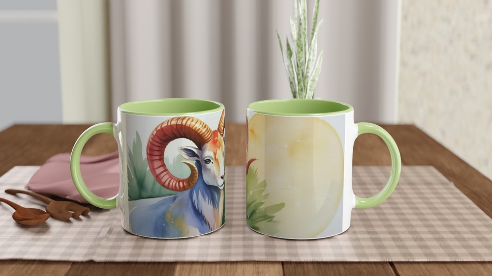 Aries Zodiac Mug | Watercolor Ram Astrology Gift | Celestial Birthday Present for Her and Him — view 5