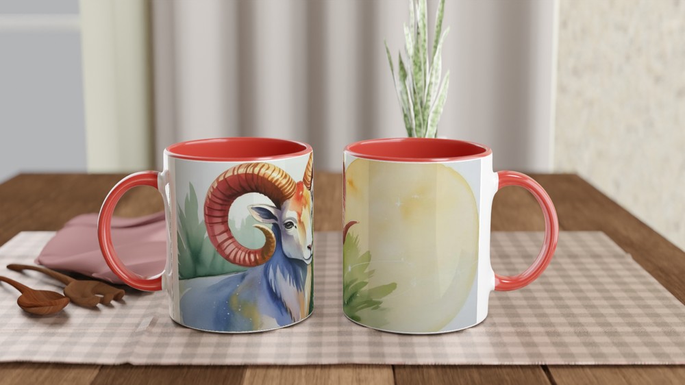 Aries Zodiac Mug | Watercolor Ram Astrology Gift | Celestial Birthday Present for Her and Him — view 7