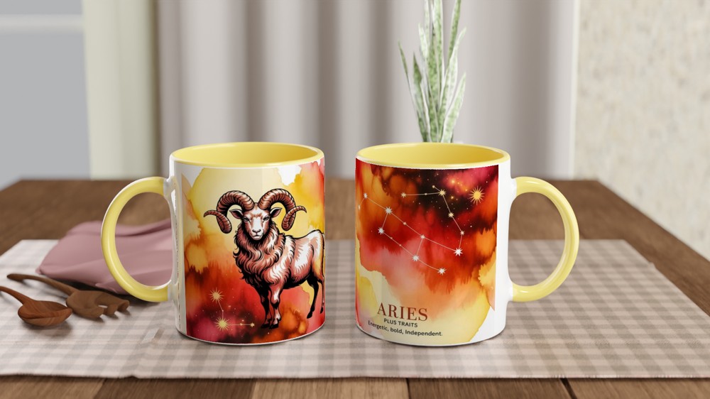 Aries Zodiac Mug | Astrology Birthday Gift | Celestial Ram Coffee Cup | Gift for Aries Best Friend — view 8