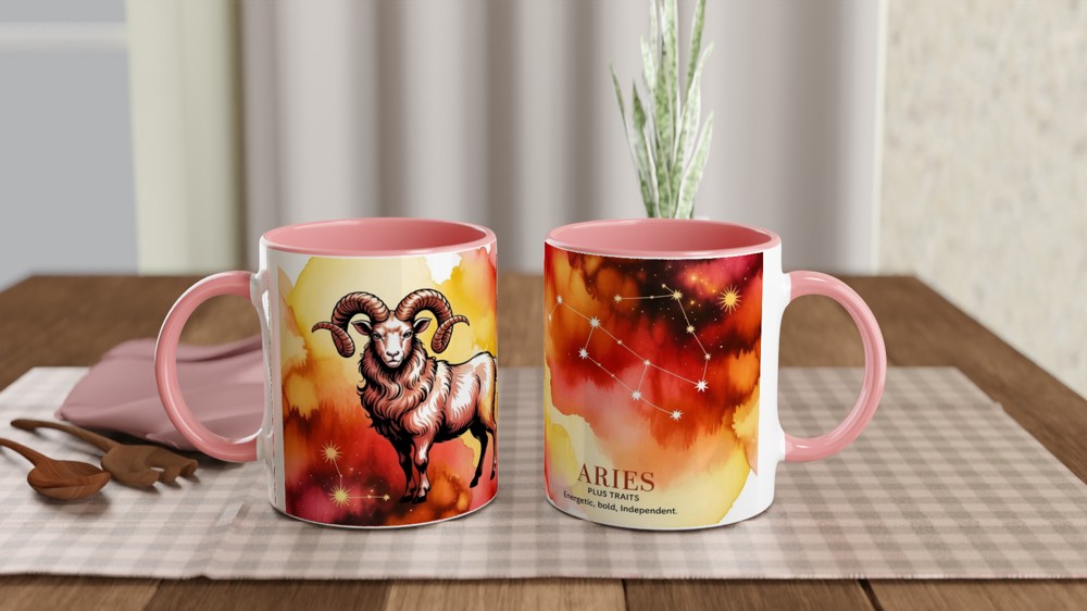 Aries Zodiac Mug | Astrology Birthday Gift | Celestial Ram Coffee Cup | Gift for Aries Best Friend — view 6