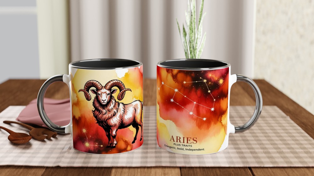 Aries Zodiac Mug | Astrology Birthday Gift | Celestial Ram Coffee Cup | Gift for Aries Best Friend — view 9