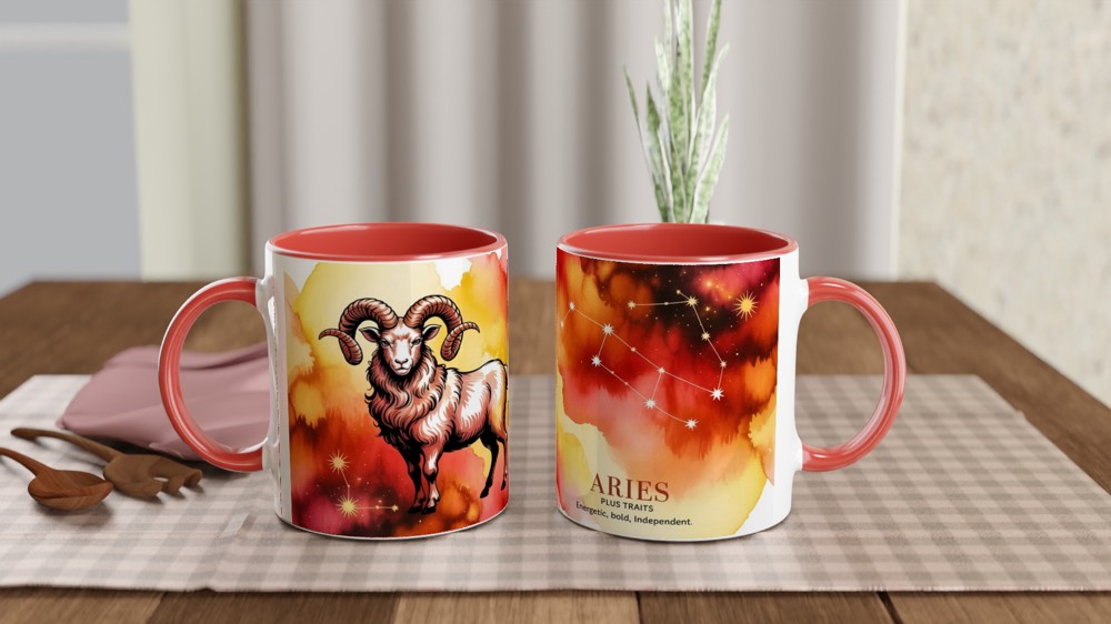 Aries Zodiac Mug | Astrology Birthday Gift | Celestial Ram Coffee Cup | Gift for Aries Best Friend — view 7