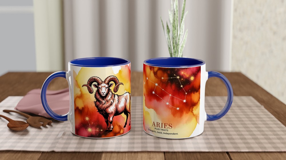 Aries Zodiac Mug | Astrology Birthday Gift | Celestial Ram Coffee Cup | Gift for Aries Best Friend — view 4