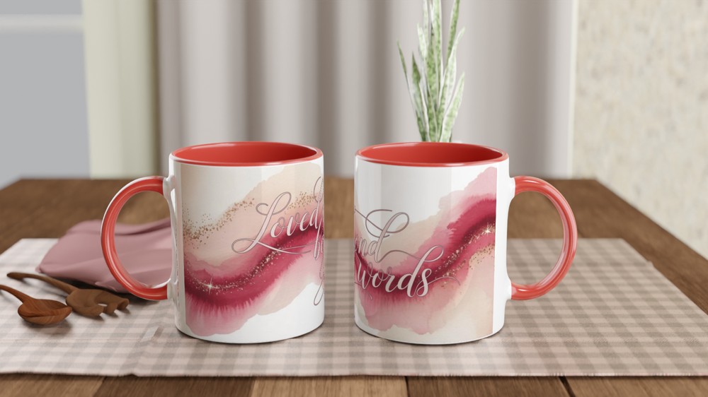 Loved Beyond Words Pink Watercolour Calligraphy Mug — view 7