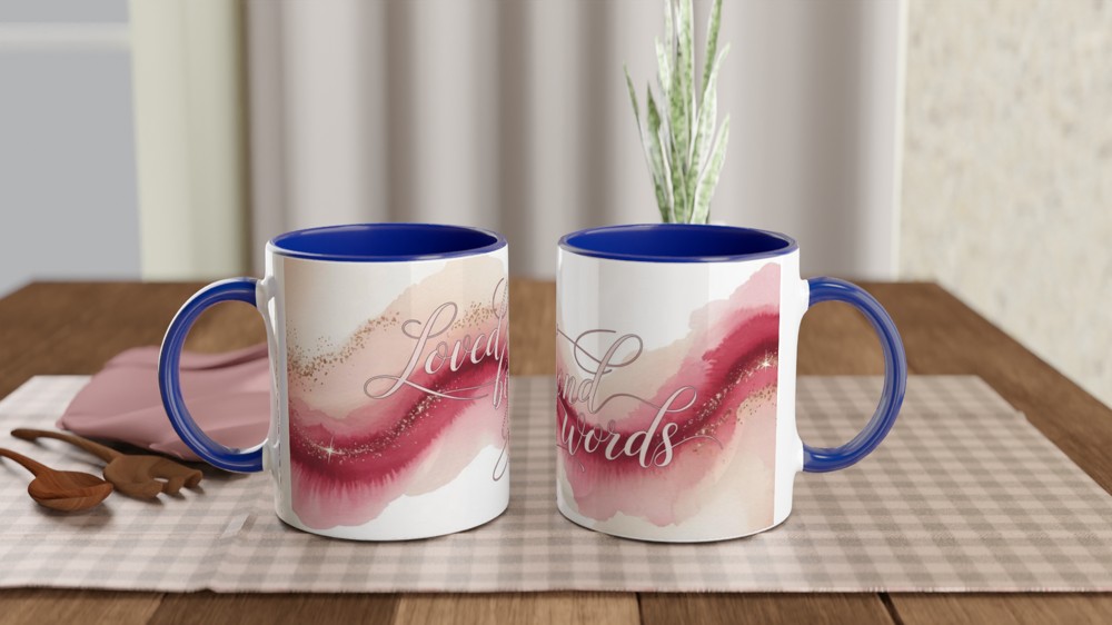 Loved Beyond Words Pink Watercolour Calligraphy Mug — view 4
