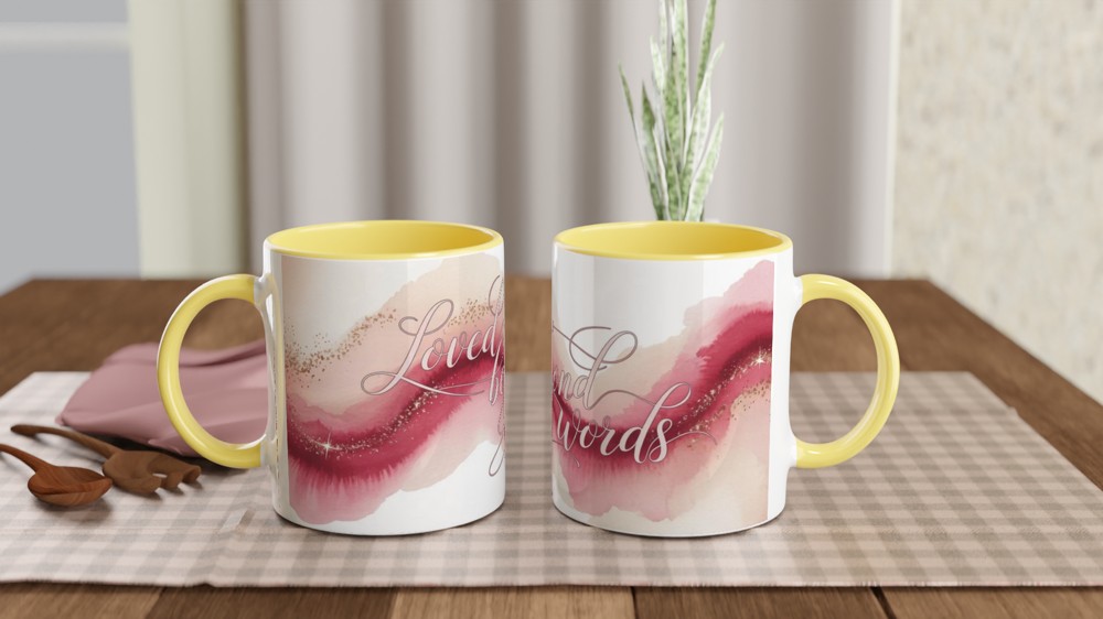 Loved Beyond Words Pink Watercolour Calligraphy Mug — view 8
