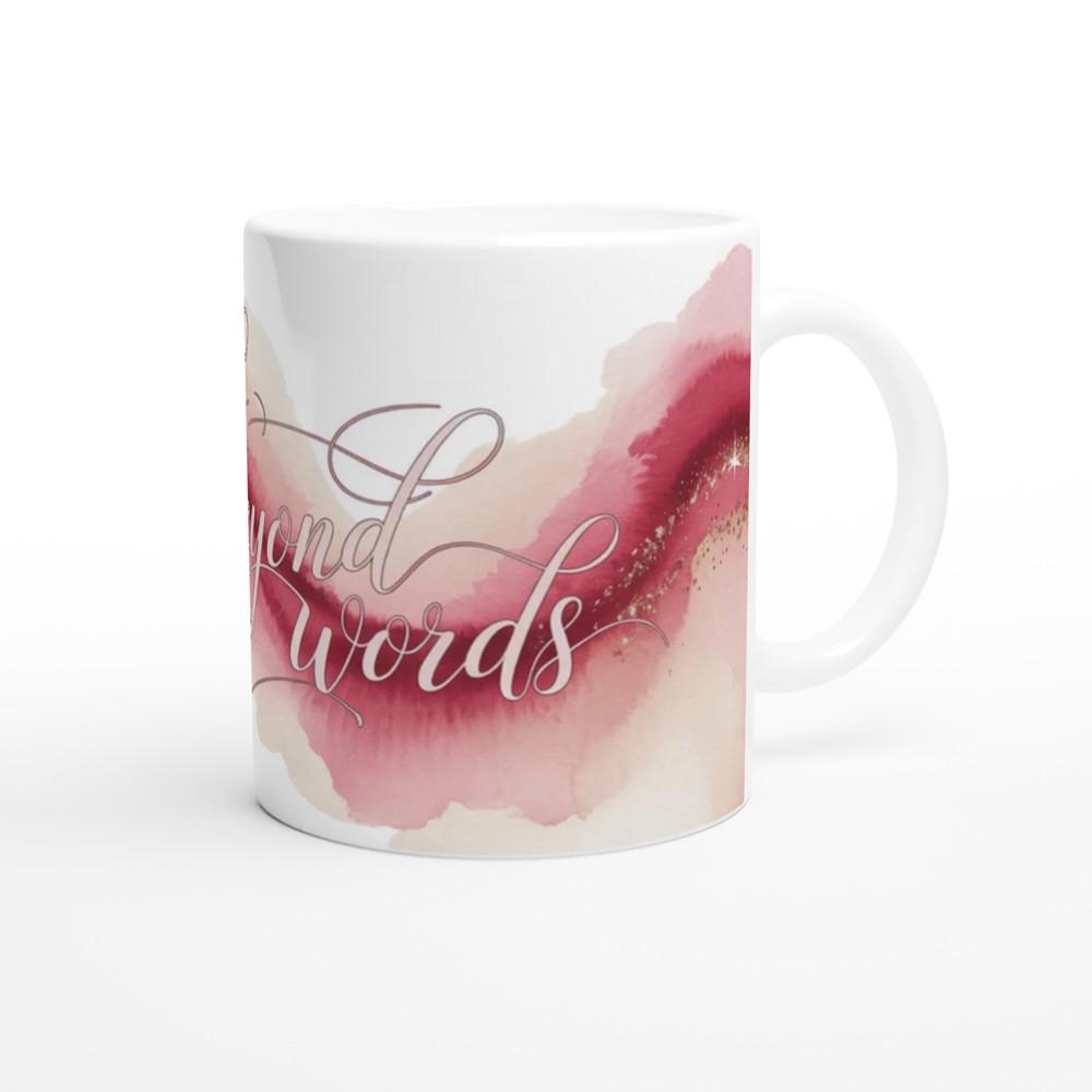 Loved Beyond Words Pink Watercolour Calligraphy Mug — view 12