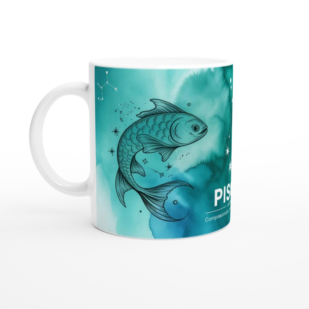 Pisces Mug | Teal Watercolour Astrology Gift | Pisces Star Sign Present | Birthday Gift for Her, Him or Best Friend — view 10