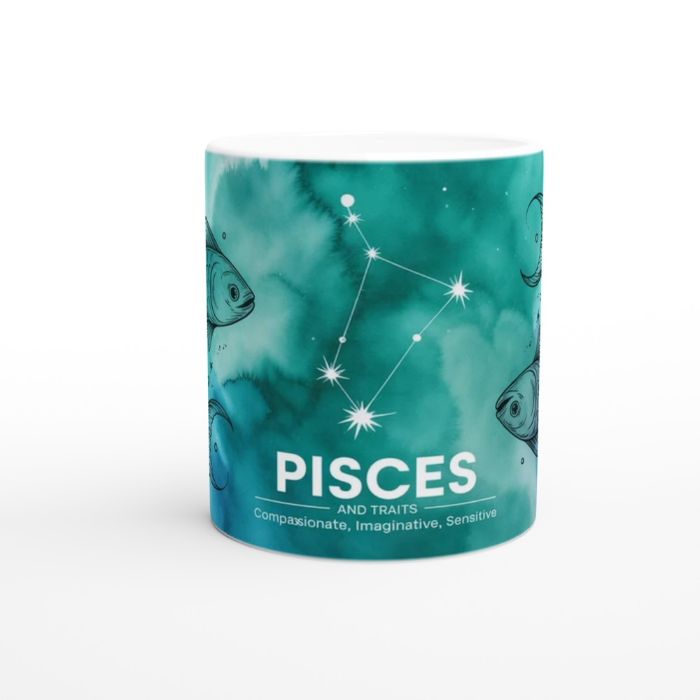Pisces Mug | Teal Watercolour Astrology Gift | Pisces Star Sign Present | Birthday Gift for Her, Him or Best Friend — view 11