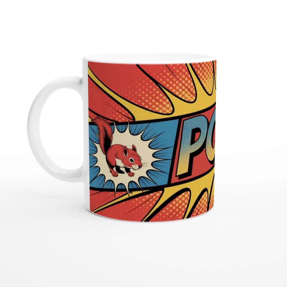 Funny Squirrel Mug | Focusing Focusing Squirrel Quote | Birthday Gift for Best Friend | Comic Book Style Office Colleague Present — view 10