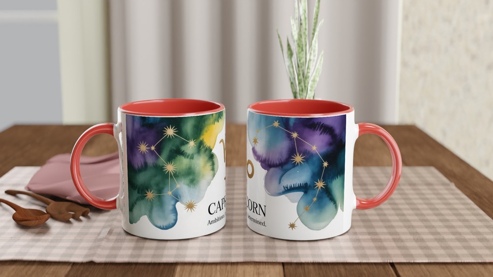 Capricorn Zodiac Mug | Astrology Star Sign Gift | Capricorn Birthday Present | Watercolour Constellation Mug — view 7