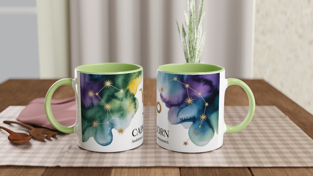 Capricorn Zodiac Mug | Astrology Star Sign Gift | Capricorn Birthday Present | Watercolour Constellation Mug — view 5