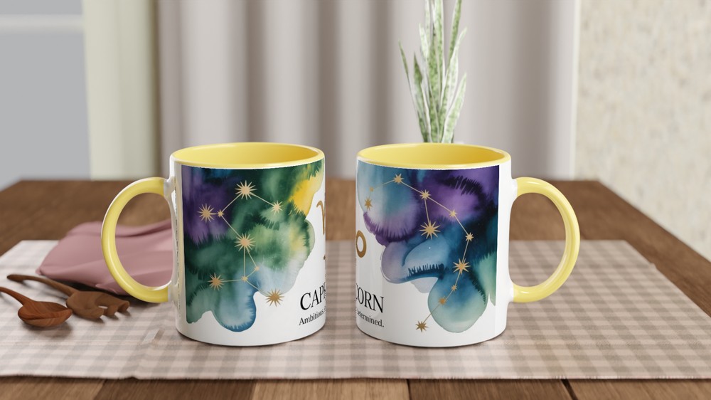 Capricorn Zodiac Mug | Astrology Star Sign Gift | Capricorn Birthday Present | Watercolour Constellation Mug — view 8