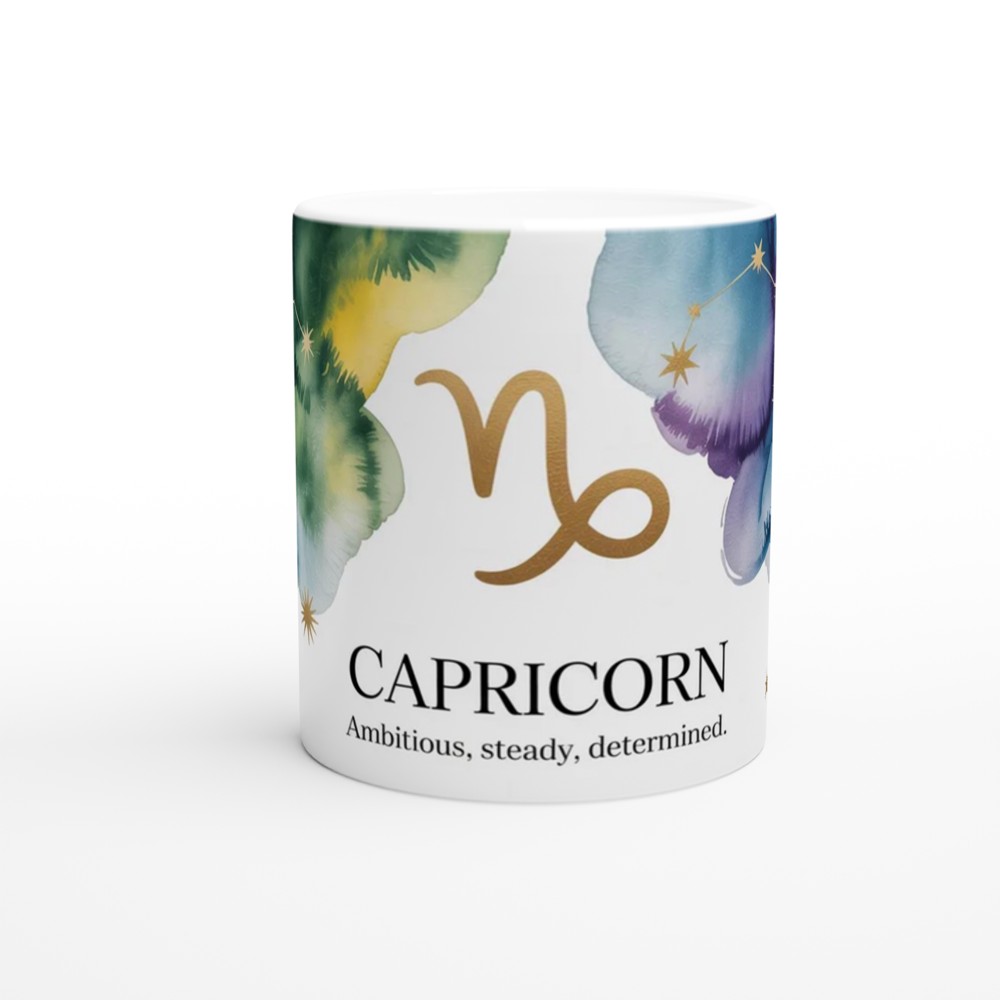 Capricorn Zodiac Mug | Astrology Star Sign Gift | Capricorn Birthday Present | Watercolour Constellation Mug — view 11