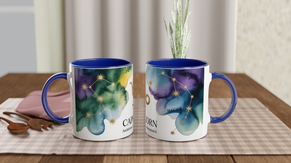 Capricorn Zodiac Mug | Astrology Star Sign Gift | Capricorn Birthday Present | Watercolour Constellation Mug — view 4
