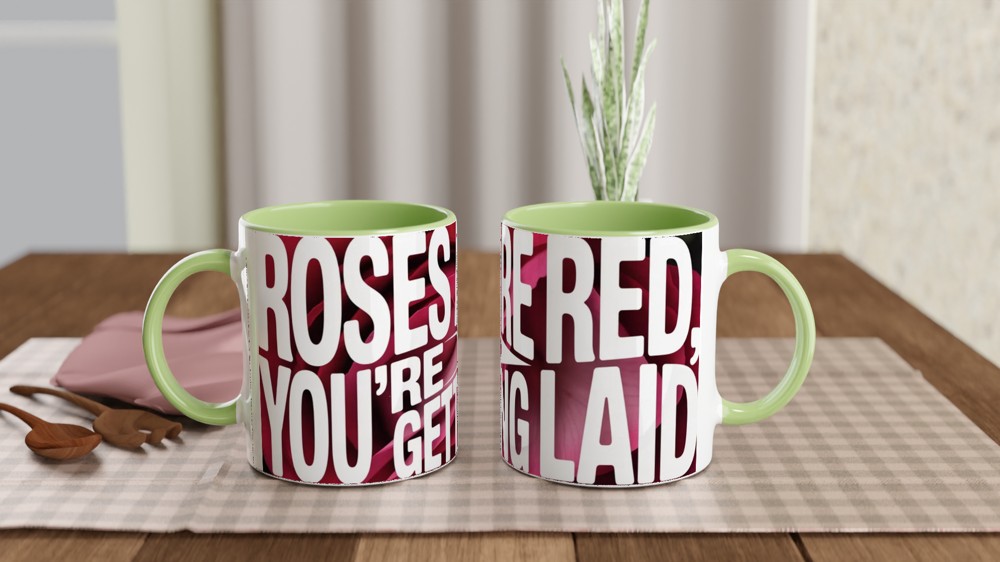 Funny Valentine's Day Mug | Roses Are Red You're Getting Laid Gift | Cheeky Anniversary Present for Husband or Wife | Rude Mug — view 5