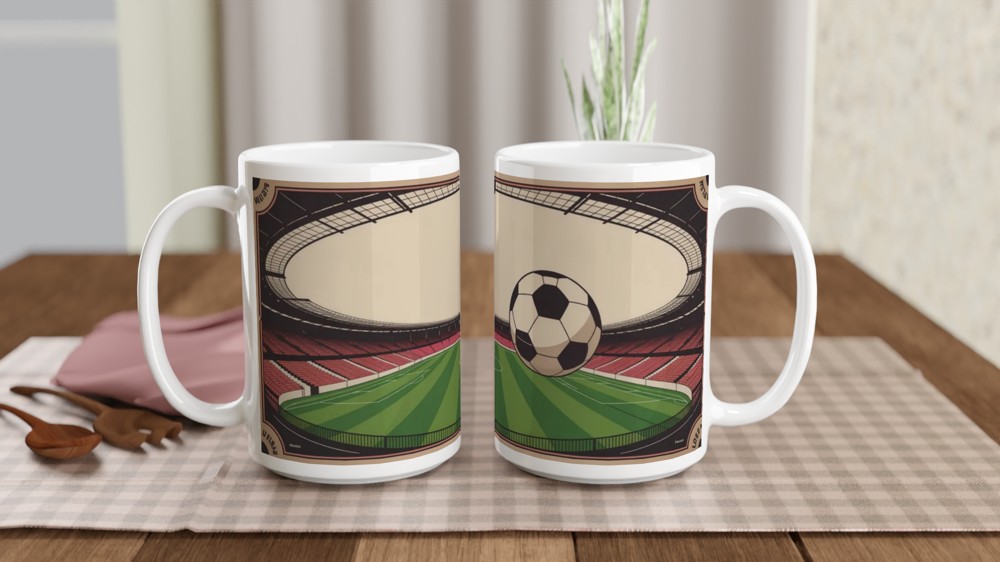 Vintage Football Stadium Retro Illustration Mug — view 2