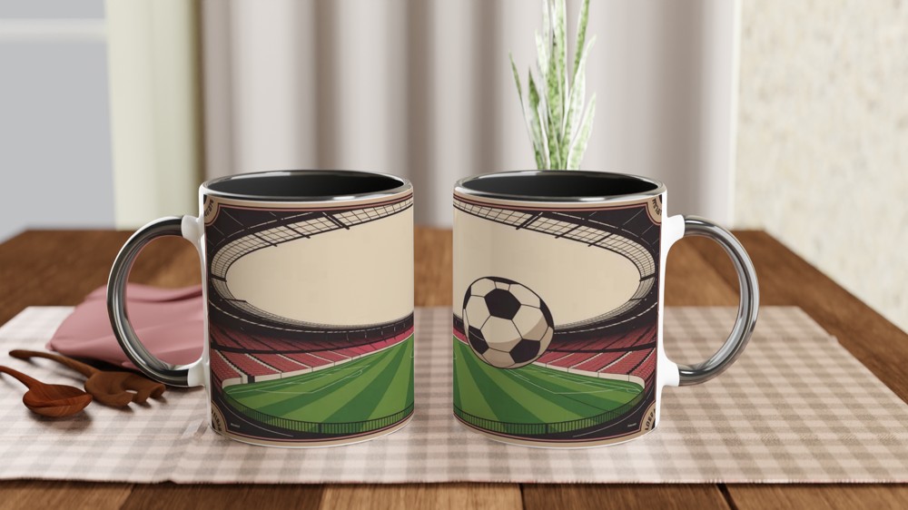 Vintage Football Stadium Retro Illustration Mug — view 9