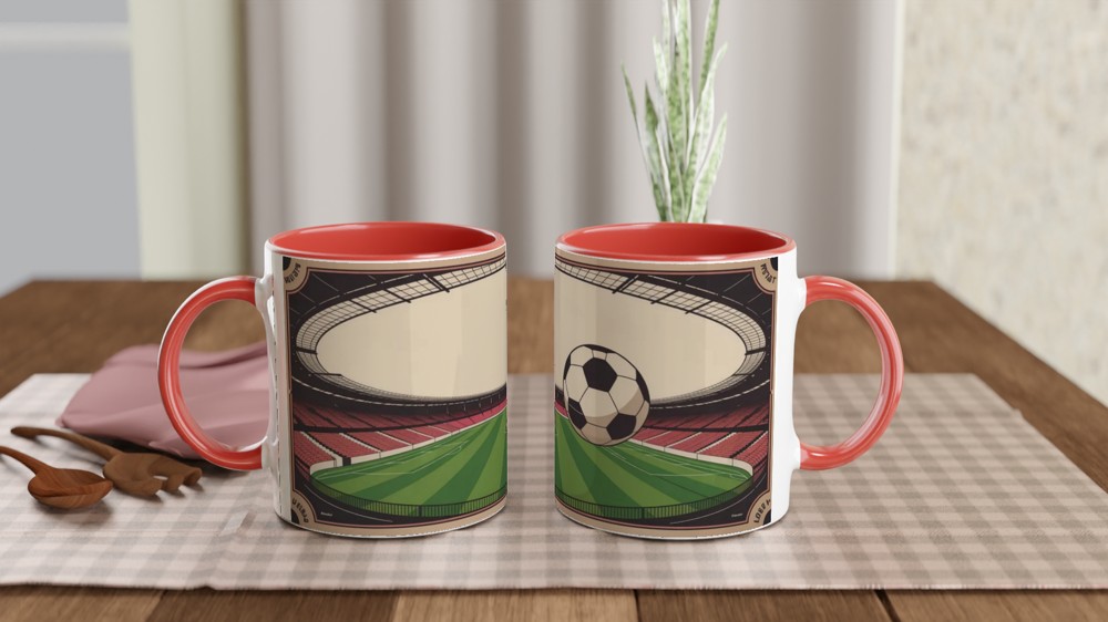 Vintage Football Stadium Retro Illustration Mug — view 7