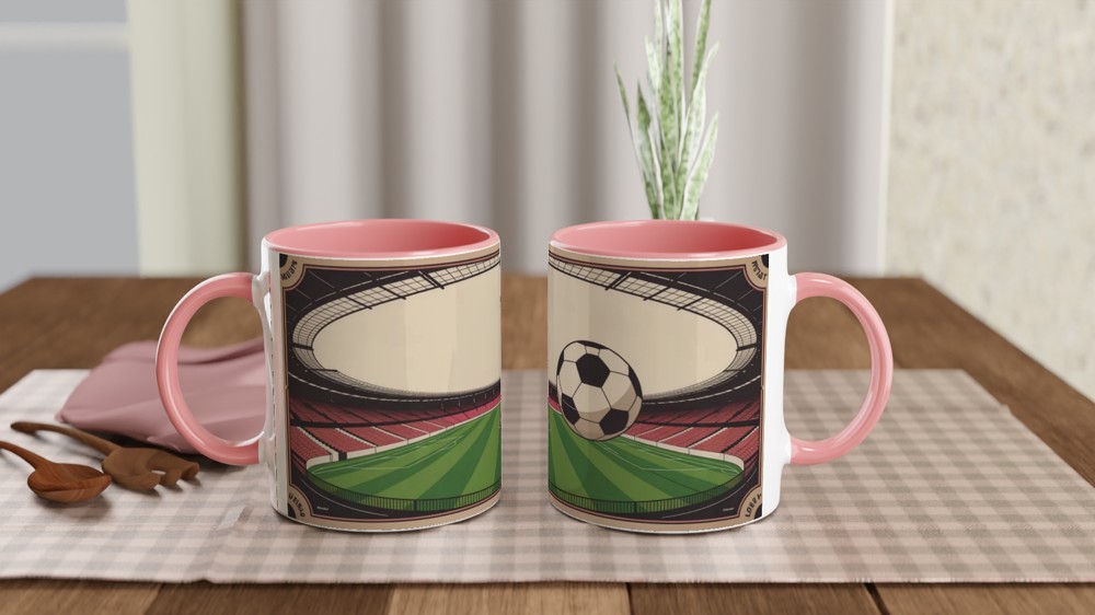 Vintage Football Stadium Retro Illustration Mug — view 6