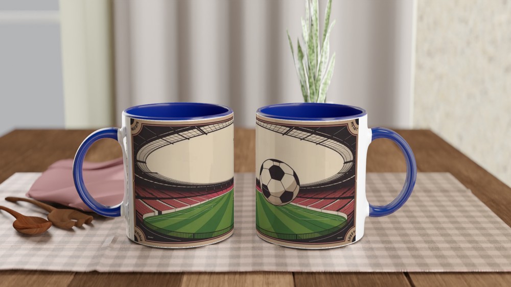 Vintage Football Stadium Retro Illustration Mug — view 4