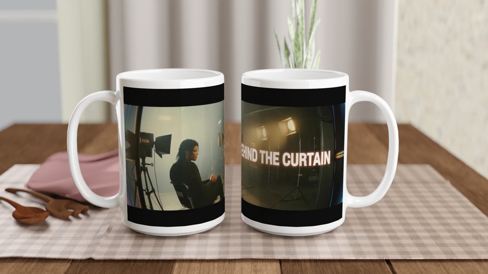 MJ The Musical Mug | Behind the Curtain Backstage Design | Michael Jackson Gift | Musical Theatre Mug for Fans — view 2