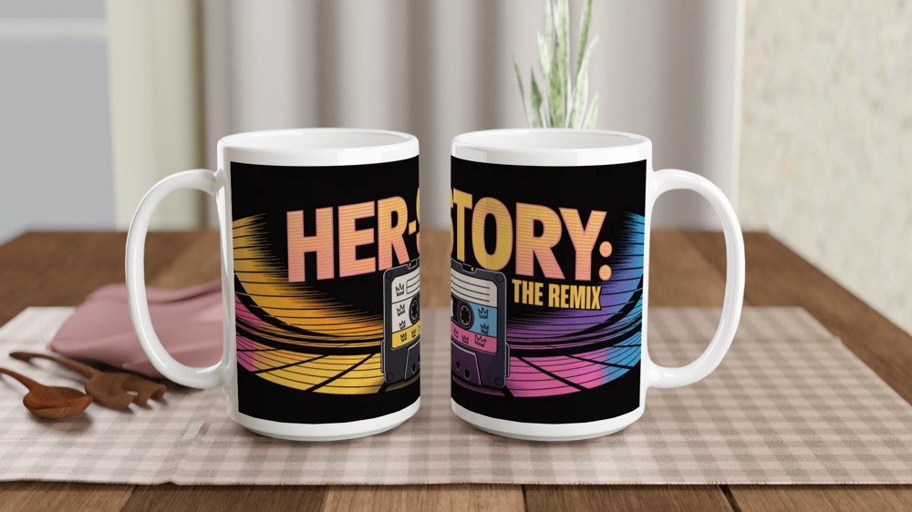 Her-Story The Remix Retro Cassette Tape Mug — view 2
