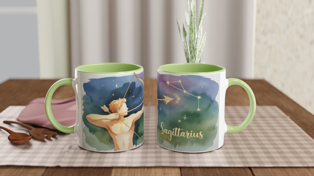 Sagittarius Zodiac Mug | Astrology Constellation Gift | Watercolor Celestial Archer Cup | Birthday Present for Her and Him — view 5