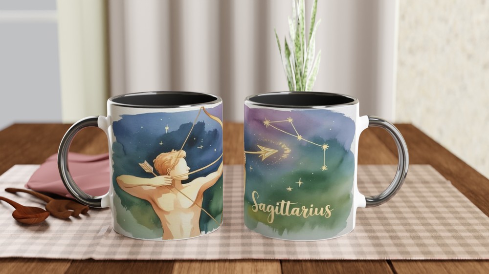 Sagittarius Zodiac Mug | Astrology Constellation Gift | Watercolor Celestial Archer Cup | Birthday Present for Her and Him — view 9