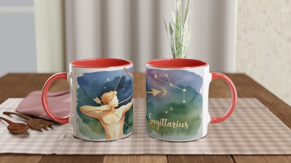 Sagittarius Zodiac Mug | Astrology Constellation Gift | Watercolor Celestial Archer Cup | Birthday Present for Her and Him — view 7
