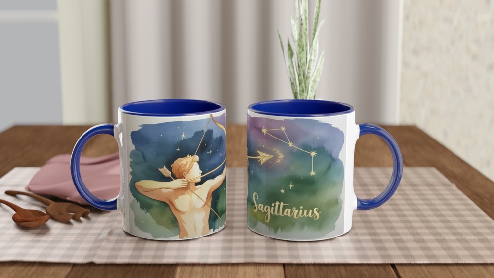 Sagittarius Zodiac Mug | Astrology Constellation Gift | Watercolor Celestial Archer Cup | Birthday Present for Her and Him — view 4