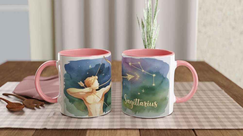 Sagittarius Zodiac Mug | Astrology Constellation Gift | Watercolor Celestial Archer Cup | Birthday Present for Her and Him — view 6