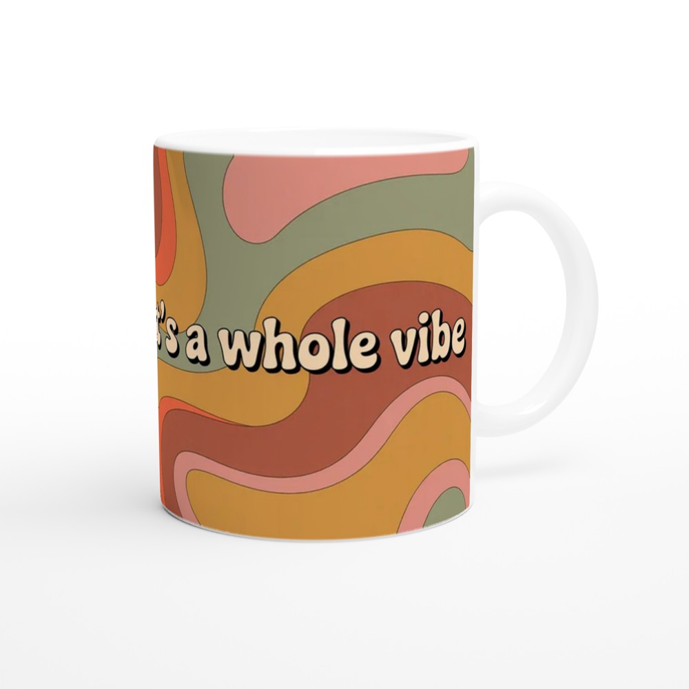 Retro Groovy Mug | Not A Phase It's A Whole Vibe Quote | 70s Psychedelic Swirl Gift for Her | Best Friend Birthday Present — view 12