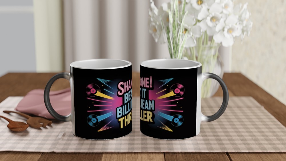 MJ Musical Mug | Shamone Beat It Billie Jean Thriller | Musical Theatre Gift for Him or Her | Retro Neon Broadway Present — view 3