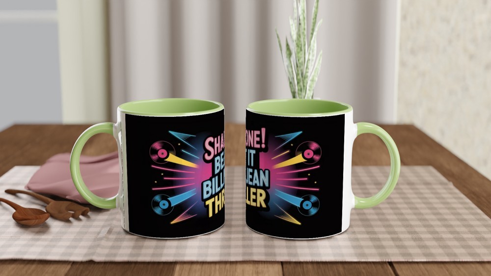 MJ Musical Mug | Shamone Beat It Billie Jean Thriller | Musical Theatre Gift for Him or Her | Retro Neon Broadway Present — view 5