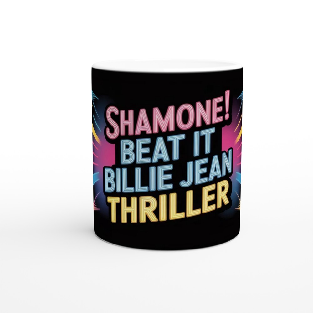 MJ Musical Mug | Shamone Beat It Billie Jean Thriller | Musical Theatre Gift for Him or Her | Retro Neon Broadway Present — view 11