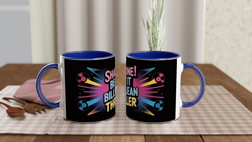 MJ Musical Mug | Shamone Beat It Billie Jean Thriller | Musical Theatre Gift for Him or Her | Retro Neon Broadway Present — view 4