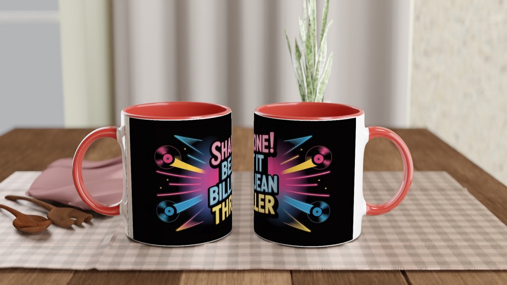 MJ Musical Mug | Shamone Beat It Billie Jean Thriller | Musical Theatre Gift for Him or Her | Retro Neon Broadway Present — view 7