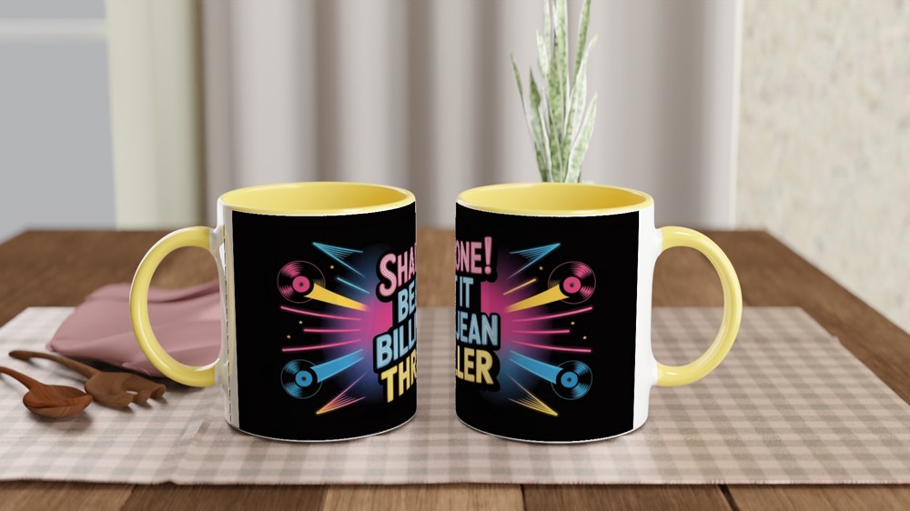 MJ Musical Mug | Shamone Beat It Billie Jean Thriller | Musical Theatre Gift for Him or Her | Retro Neon Broadway Present — view 8
