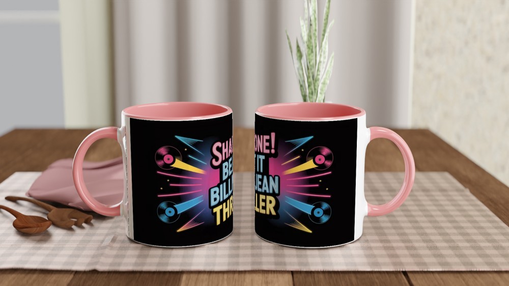 MJ Musical Mug | Shamone Beat It Billie Jean Thriller | Musical Theatre Gift for Him or Her | Retro Neon Broadway Present — view 6