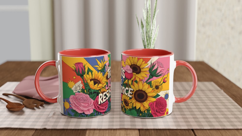 Trans Joy is Resistance Mug | Pride Gift for Best Friend | Floral LGBTQ+ Positivity Mug | Transgender Ally Present — view 7