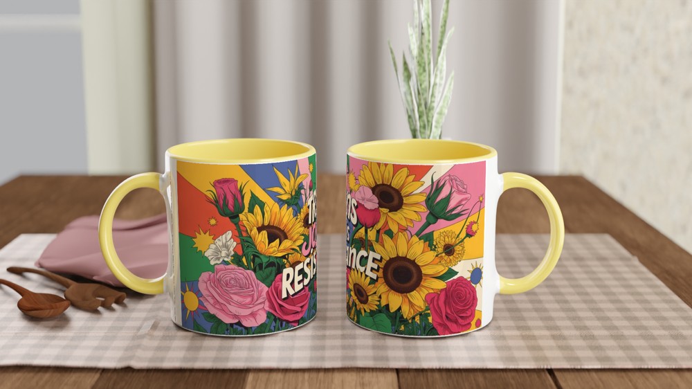 Trans Joy is Resistance Mug | Pride Gift for Best Friend | Floral LGBTQ+ Positivity Mug | Transgender Ally Present — view 8