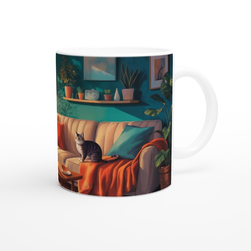 Indoor Cat Mug | Cosy Living Room Design | Gift for Her or Best Friend | Cat Lover Present — view 12