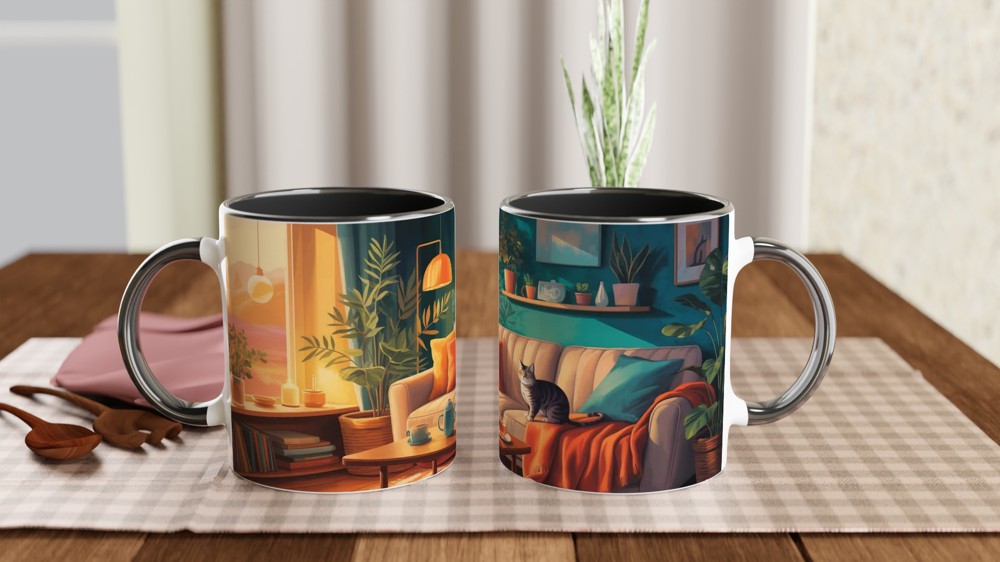 Indoor Cat Mug | Cosy Living Room Design | Gift for Her or Best Friend | Cat Lover Present — view 9
